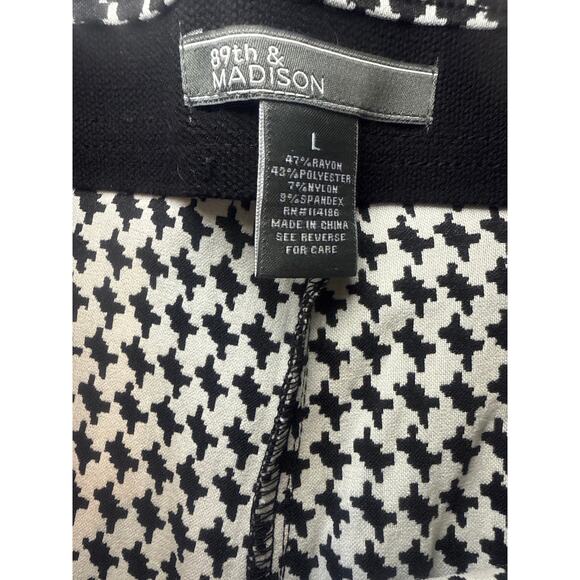 89th & Madison Black/White Houndstooth Ankle Dress Pant Large - Picture 3 of 4